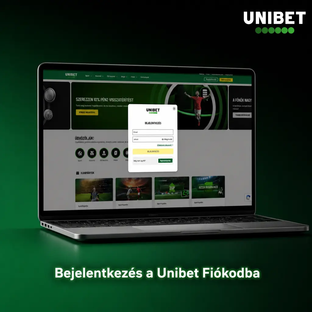 Unibet fiók bejelentkezési képernyő e-mail és jelszó mezőkkel, elfelejtett jelszó linkkel