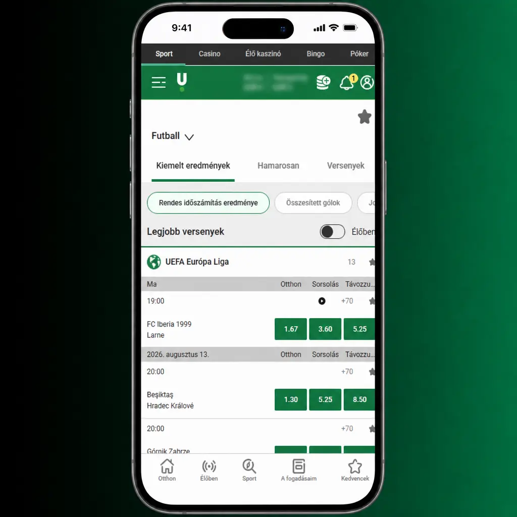 Unibet sportfogadás lépései fogadócédulával és élő, valós idejű szorzókkal