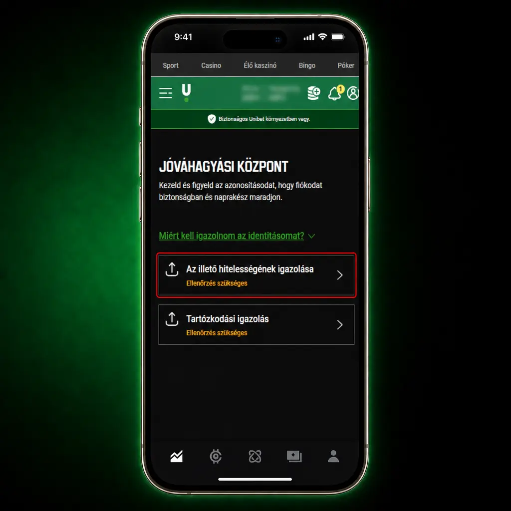 Fiókellenőrzés és KYC dokumentumfeltöltés személyazonosság, lakcím és fizetési eszköz igazolásához