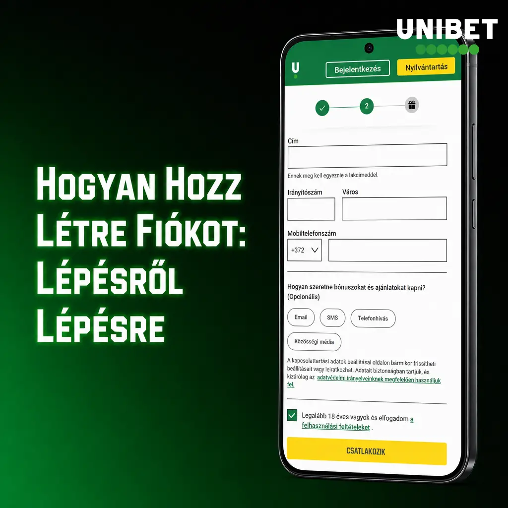 Unibet fiók létrehozása lépésről lépésre az alkalmazásban: regisztráció, adatmegadás és aktiválás