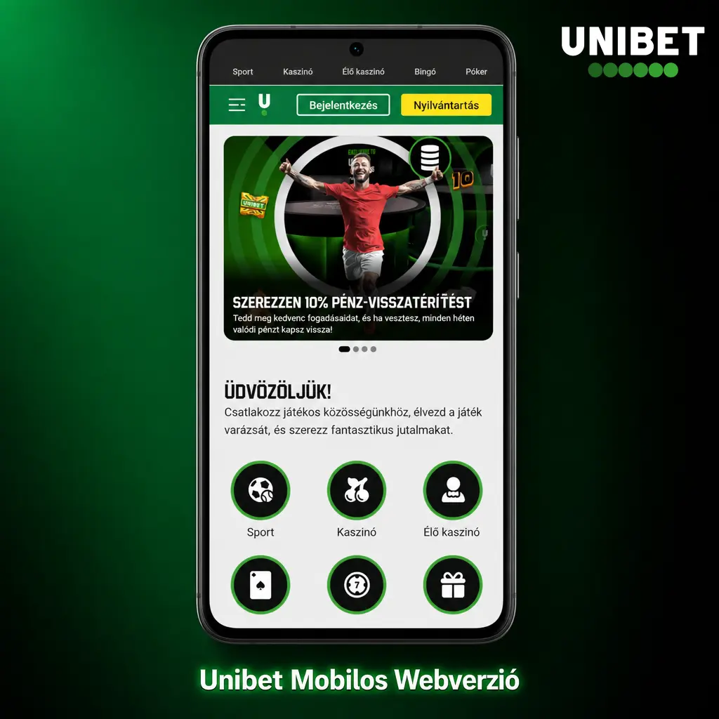 Unibet mobilos webverzió böngészőben – sportfogadás, kaszinó és élő fogadás elérése alkalmazás nélkül
