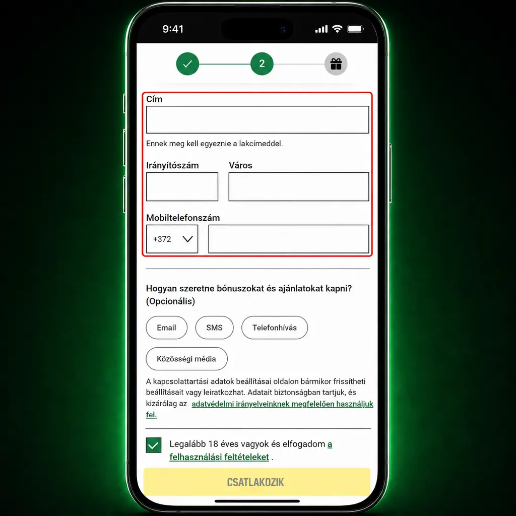 Weboldali regisztráció lépései: fiók létrehozása, adatok megadása és e-mail vagy SMS megerősítés